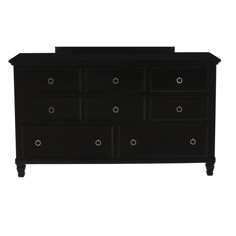 Pemberly Row Contemporary 8-Drawer Wood Dresser in Black Finish