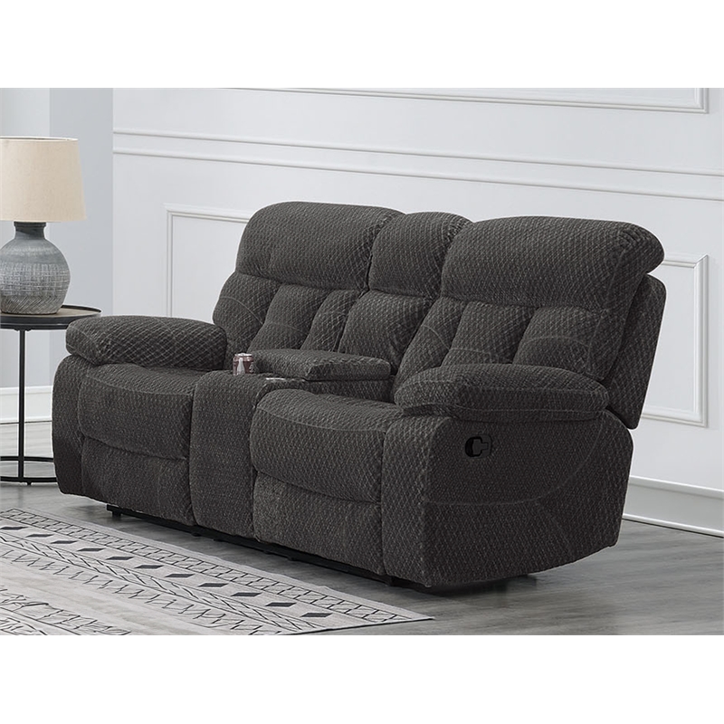 Pemberly Row Modern Polyester Fabric Console Loveseat in Charcoal