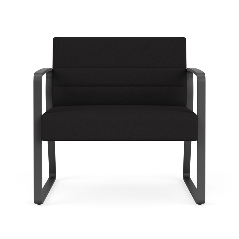 Pemberly Row Reception Waiting Sled Base Bariatic Chair / Charcoal Steel / Black