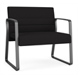 Pemberly Row Reception Waiting Sled Base Bariatic Chair / Charcoal Steel / Black