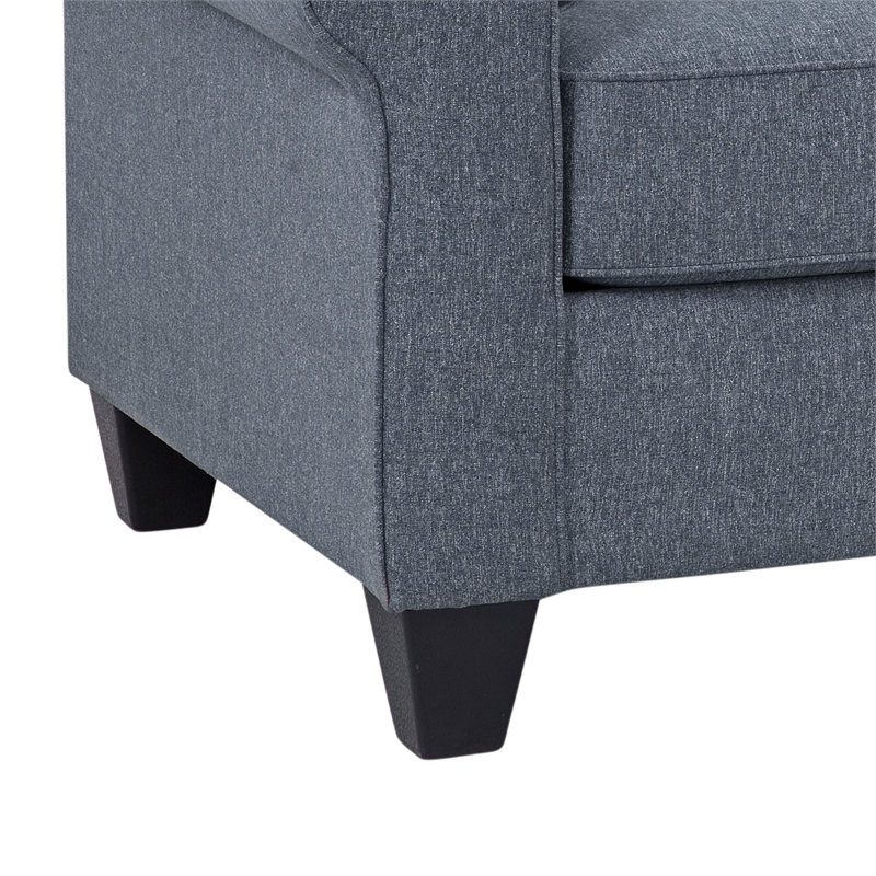 Pemberly Row Contemporary Rolled Arm Loveseat with Two Pillows