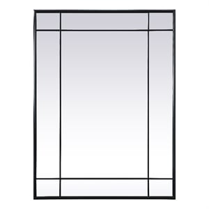 Pemberly Row Modern 30x40&quot Metal & MDF Panel Wall Mirror in Black
