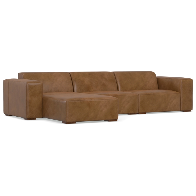 Pemberly Row Left-Facing Modular Sectional Sofa in Genuine Leather