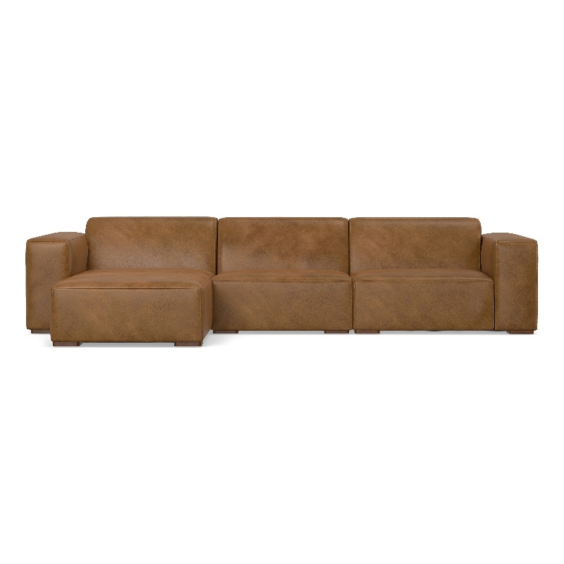 Pemberly Row Left-Facing Modular Sectional Sofa in Genuine Leather