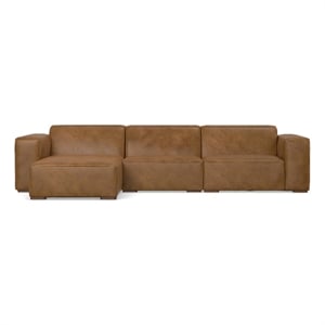 Pemberly Row Left-Facing Modular Sectional Sofa in Genuine Leather