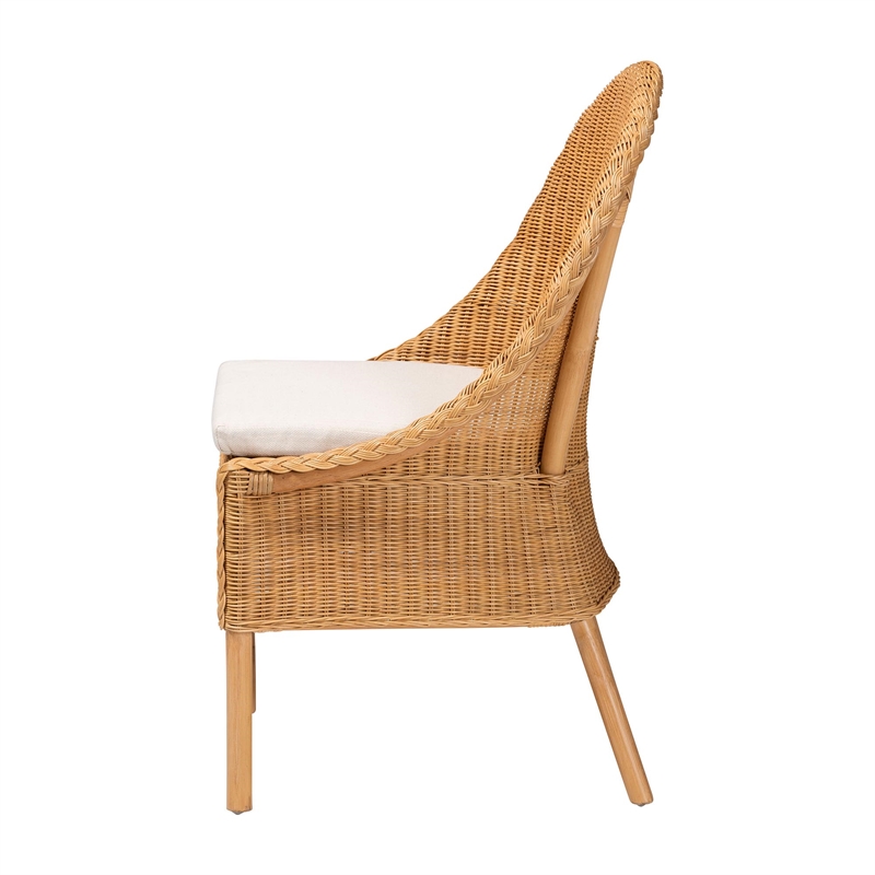 Pemberly Row Modern Bohemian Light Honey Rattan Dining Chair