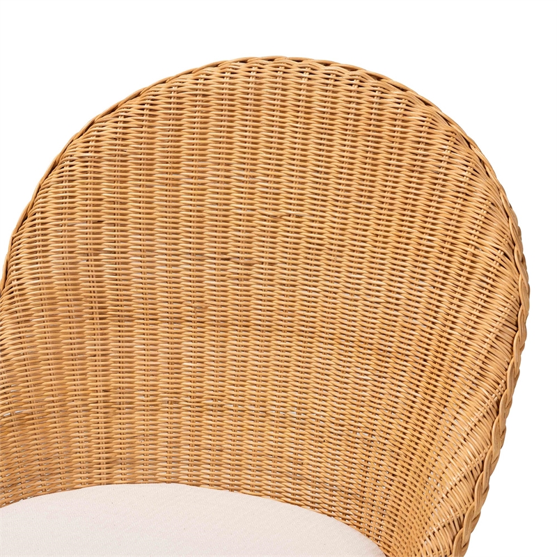 Pemberly Row Modern Bohemian Light Honey Rattan Dining Chair