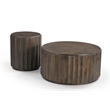 Pemberly Row Modern Round Solid Wood Coffee Table in Dark Brown