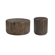 Pemberly Row Modern Round Solid Wood Coffee Table in Dark Brown