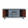 Pemberley Row Reclaimed Pine Blue Sideboard Rectangular Adjustable Shelves 77