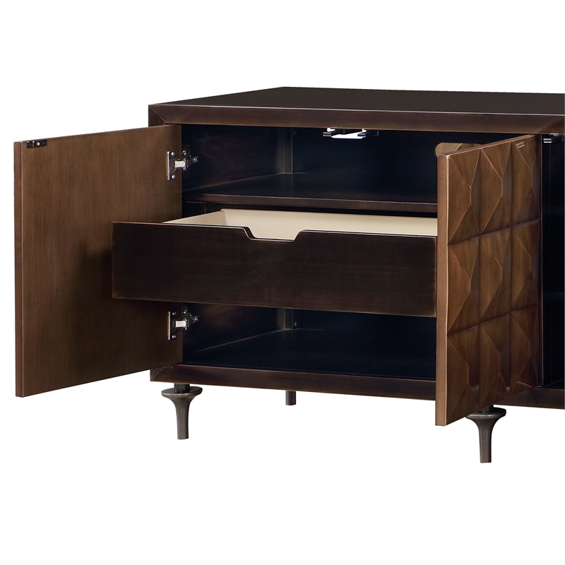Pemberly Row Contemporary Wood 2 Drawers Console Cabinet in Espresso