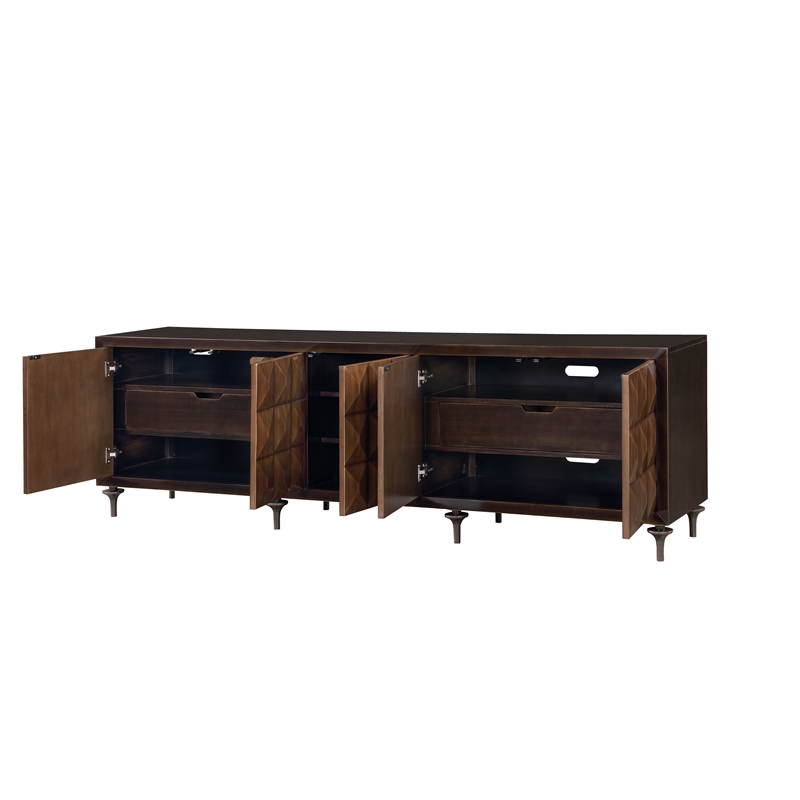 Pemberly Row Contemporary Wood 2 Drawers Console Cabinet in Espresso
