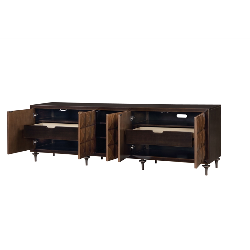 Pemberly Row Contemporary Wood 2 Drawers Console Cabinet in Espresso