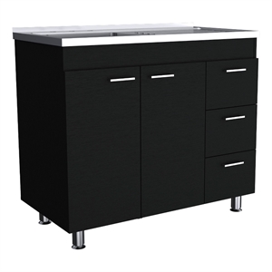 Pemberly Row Contemporary Utility Sink Engineered Wood Black
