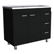 Pemberly Row Contemporary Utility Sink Engineered Wood Black