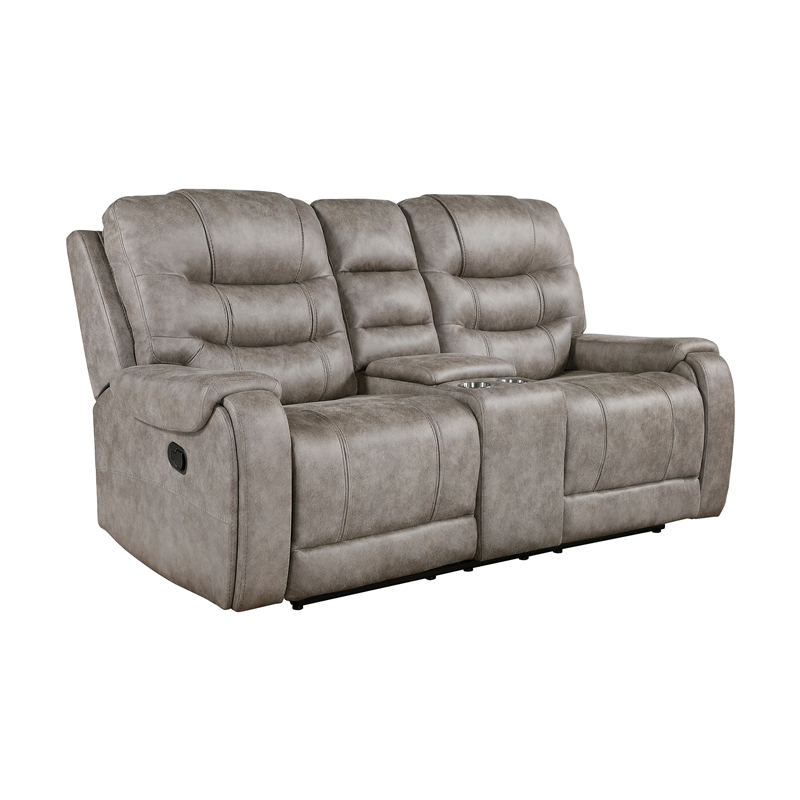 Pemberly Row 2-Piece Microfiber Double Reclining Sofa Set in Grayish brown