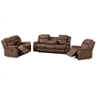 Pemberly Row 3Pc Fabric Reclining Living Room Set with Cup Holders Storage Brown