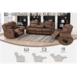 Pemberly Row 3Pc Fabric Reclining Living Room Set with Cup Holders Storage Brown