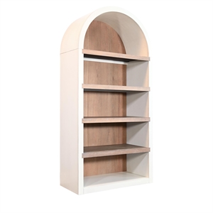 Pemberly Row Contemporary Arched Solid Wood Bookcase in White