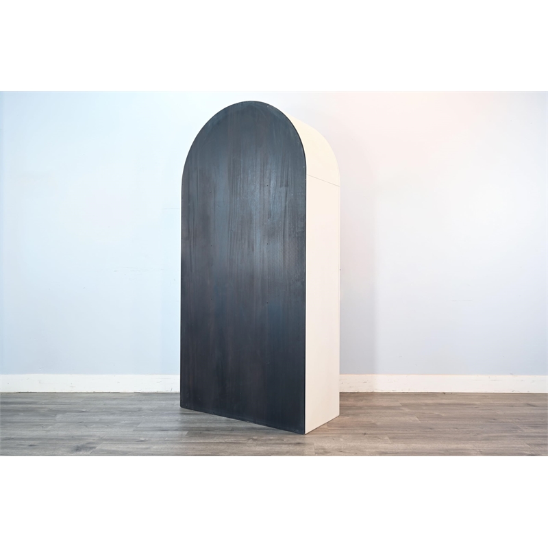 Pemberly Row Contemporary Arched Solid Wood Bookcase in White