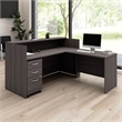 Pemberly Row L Reception Desk with Drawers in Storm Gray - Engineered Wood