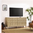 Pemberly Row Adjustable Shelves Rectangular Grid Panels Sideboard in Light Brown