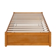 Pemberly Row Twin XL Wood Panel Platform Bed with Twin XL Trundle - Light Toffee