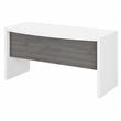 Pemberly Row 60W Bow Front Desk in Pure White and Modern Gray - Engineered Wood