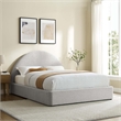 Pemberly Row Arched Round Full Platform Bed in Heathered Weave Light Gray