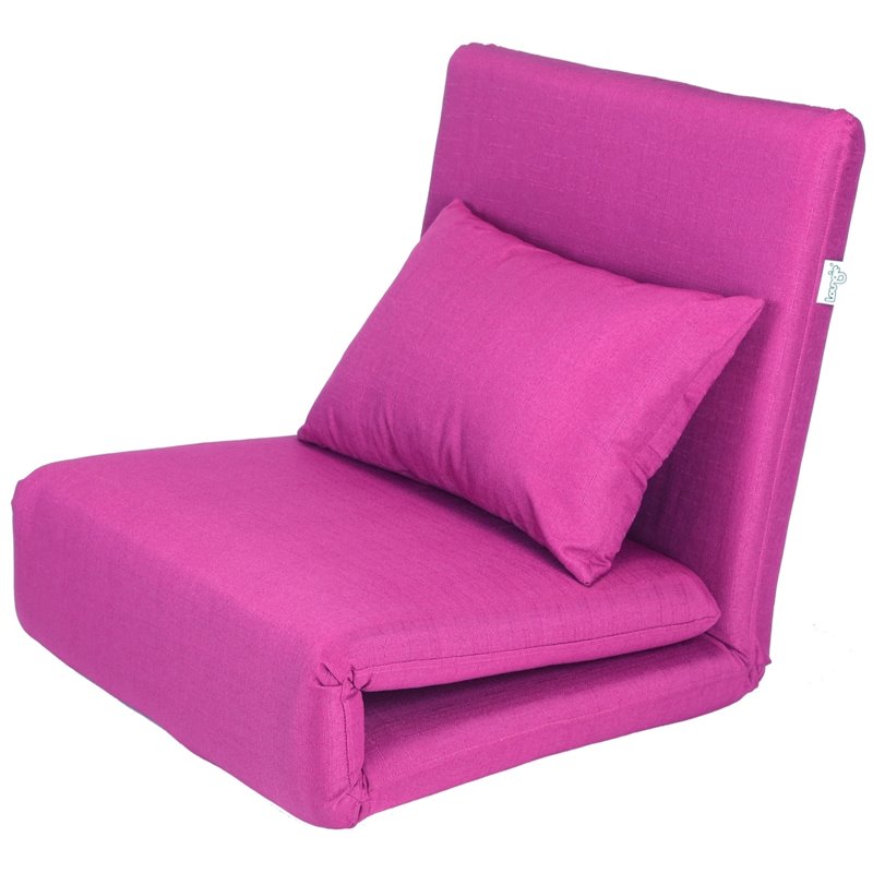 Pemberly Row Floor Chairs Pink Linen Sleeper Dorm Bed Couch Lounger Sofa