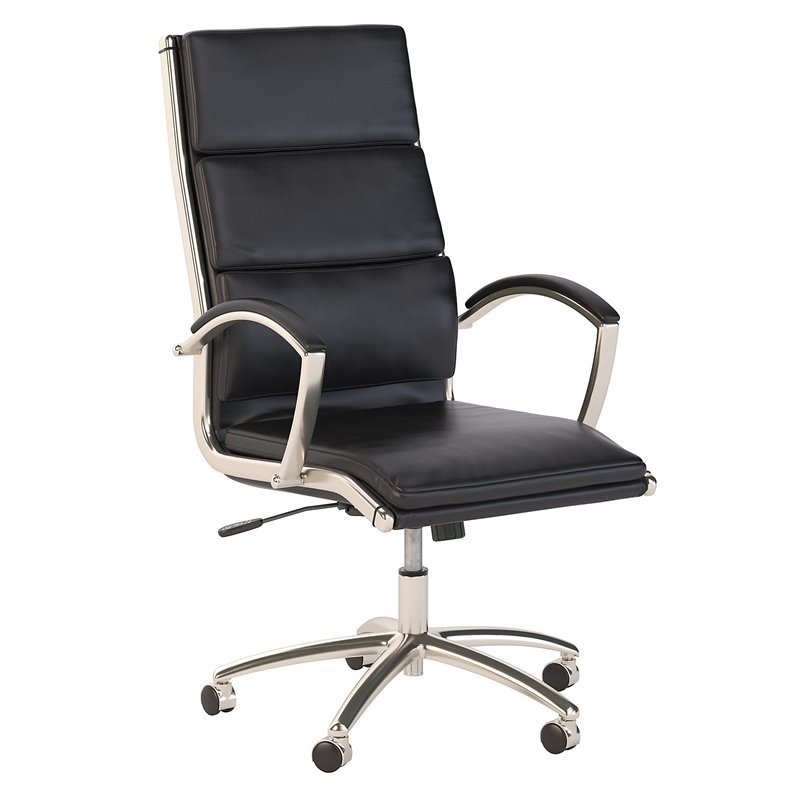 Pemberly Row High Back Contemporary Faux Leather Executive Office Chair in Black