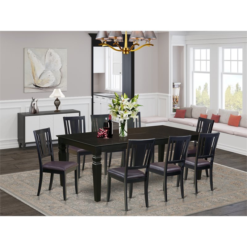 Pemberly Row Contemporary 9-piece Wood Dining Room Set in Black