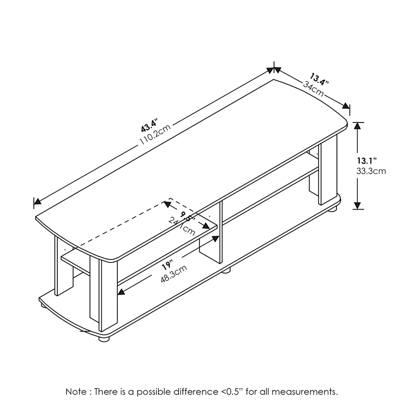 Pemberly Row Wood Entertainment Center TV Stand for TV up to 50