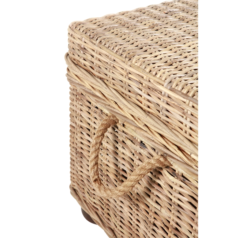 Pemberley Row Kubu Wicker Tan Storage Trunk Rectangular Handmade 37