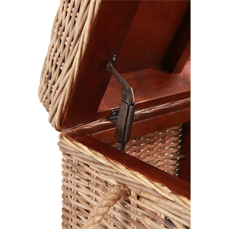 Pemberley Row Kubu Wicker Tan Storage Trunk Rectangular Handmade 37