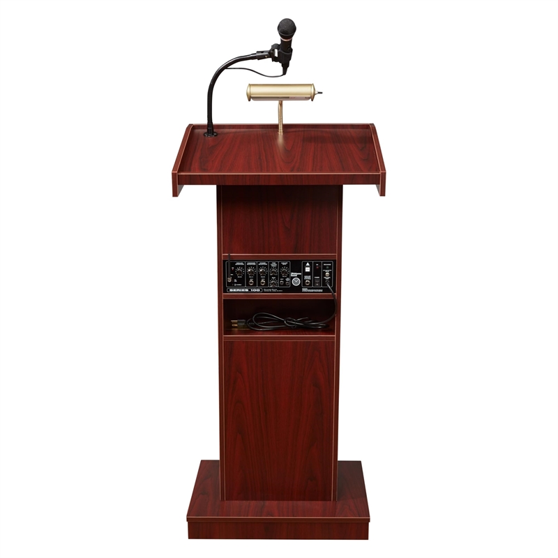 Pemberly Row Lectern with Tie Clip/ Lavalier Mic in Mahogany