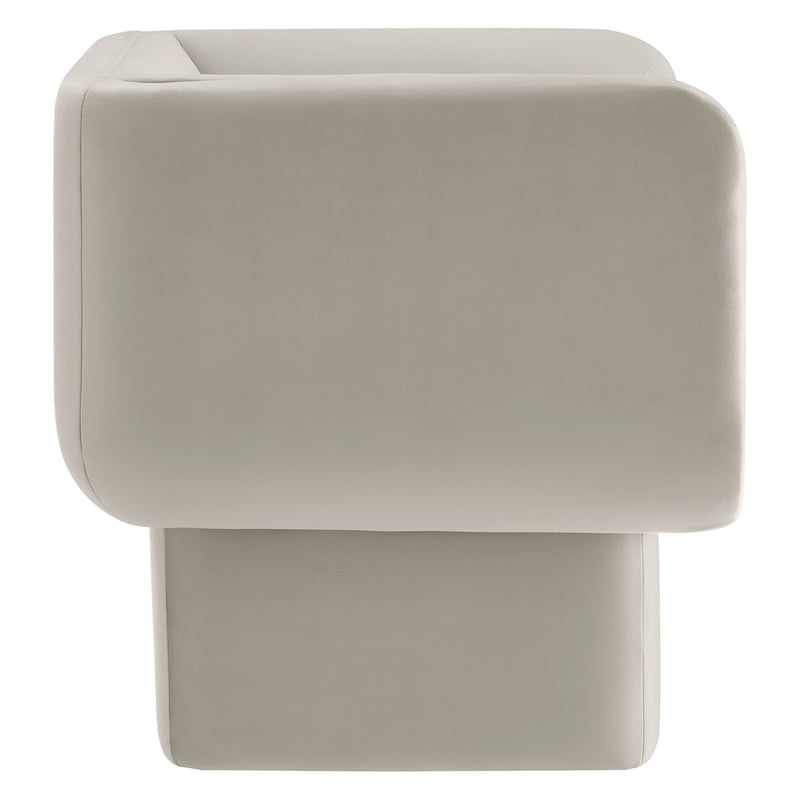 Pemberly Row Modern Performance Velvet Accent Chair in Almond
