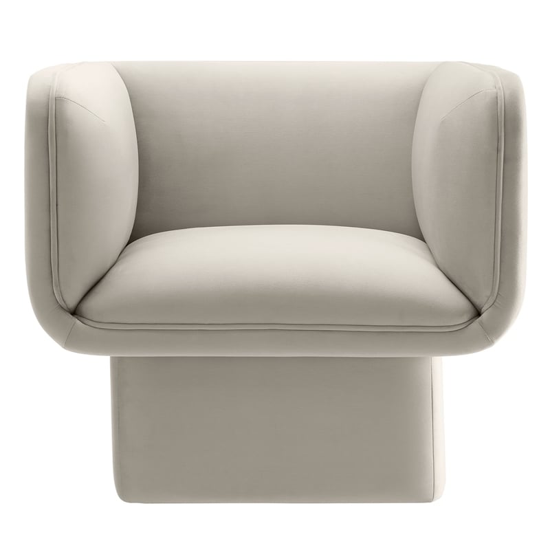 Pemberly Row Modern Performance Velvet Accent Chair in Almond