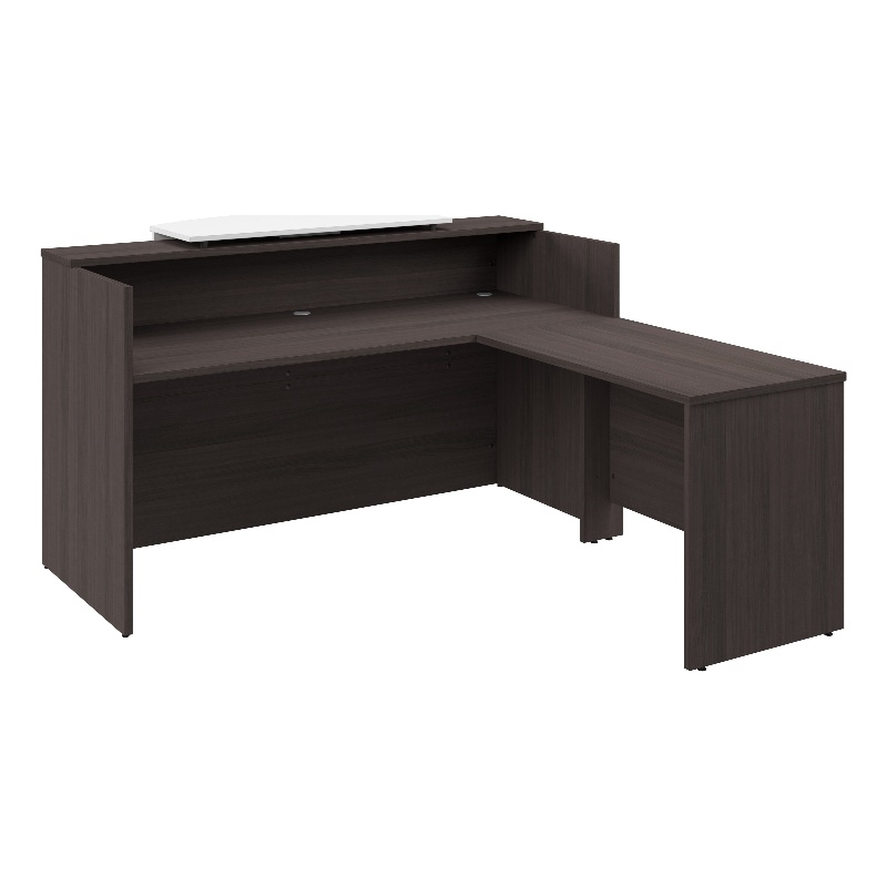Pemberly Row 72W x 72D L Shaped Reception Desk in Storm Gray - Engineered Wood