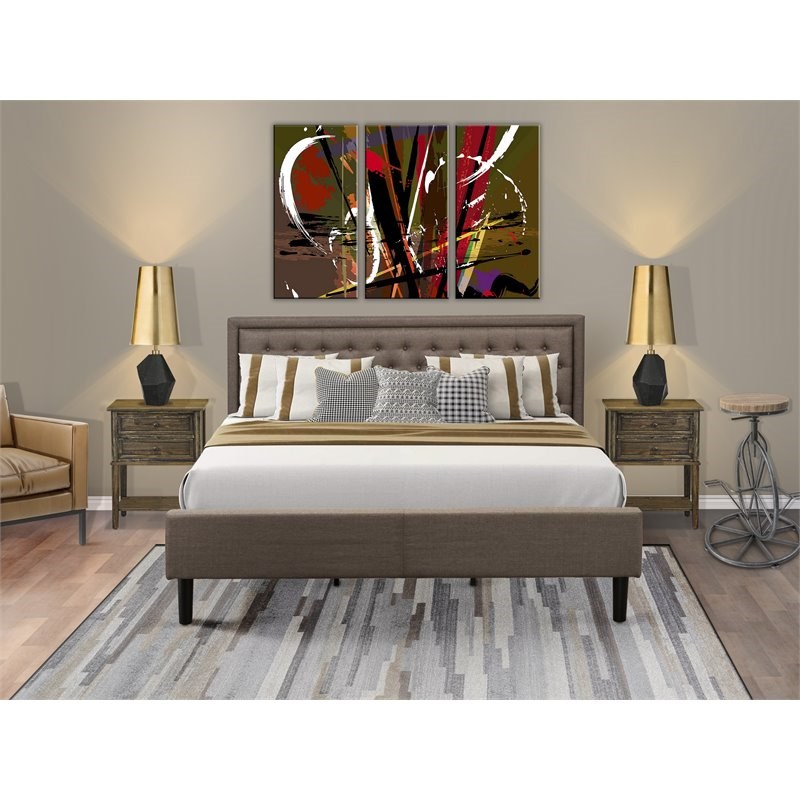 Pemberly Row 3-piece Wood King Bedroom Set in Brown/Jacobean