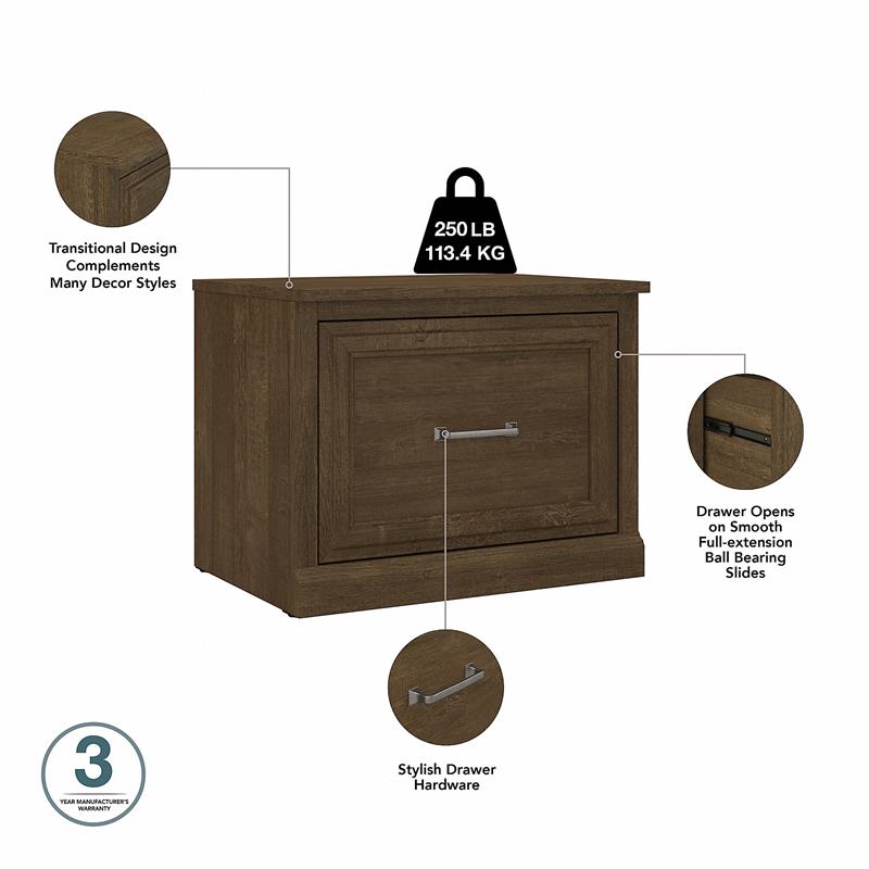 Pemberly Row 24W Small Shoe Bench with Drawer in Ash Brown - Engineered Wood