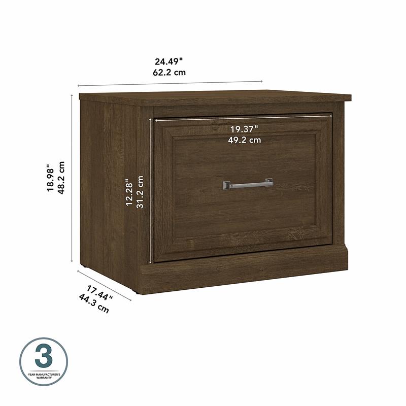 Pemberly Row 24W Small Shoe Bench with Drawer in Ash Brown - Engineered Wood