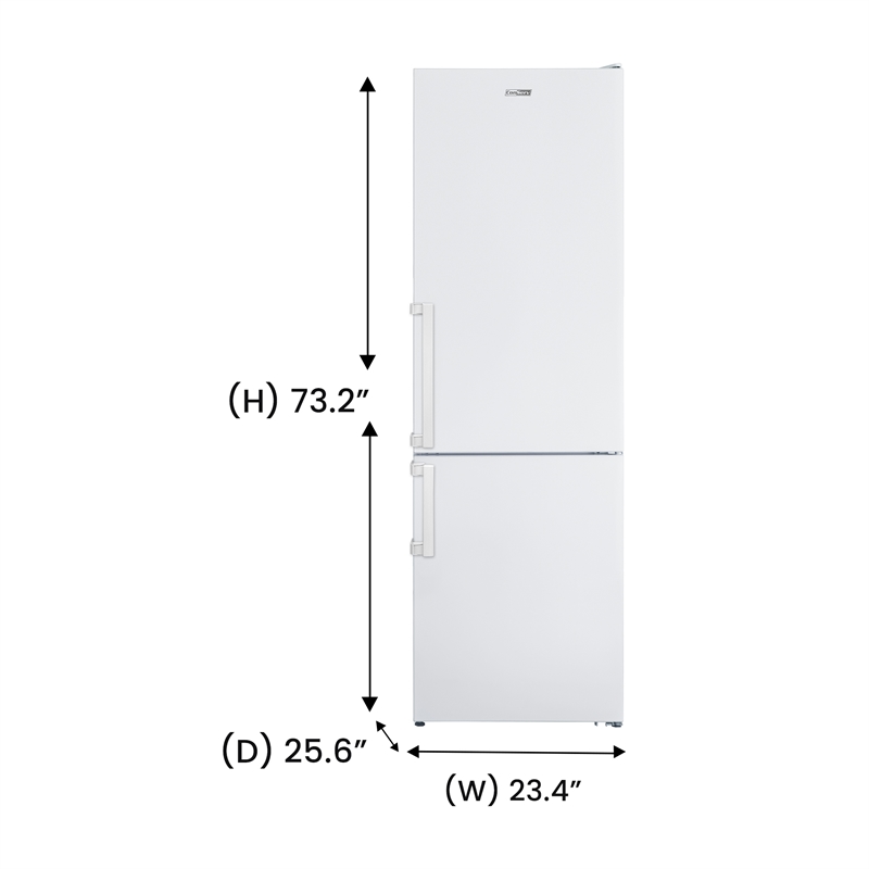 Pemberly Row 12cf No Frost Bottom Freezer Refrigerator Wine Rack in White