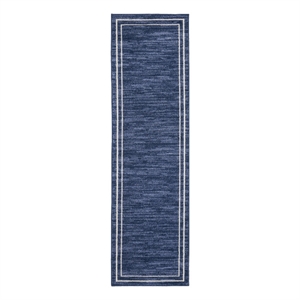 Pemberly Row 24x72&quot Contemporary Indoor/Outdoor Rug in Navy Blue/Ivory