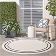 Pemberly Row 8' Round Ivory/Black Contemporary Indoor/Outdoor Rug
