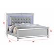 Pemberly Row King Size Upholstery LED Bed made with wood in Silver Color
