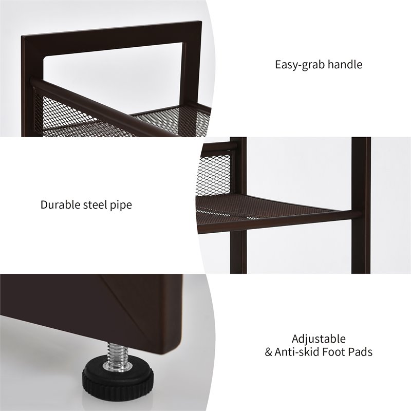 Pemberly Row 4-Tier Adjust to Flat Slant Shoe Rack / Organizer in Brown
