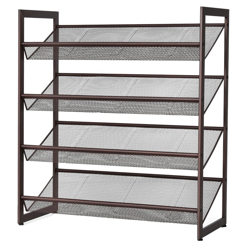 Pemberly Row 4-Tier Adjust to Flat Slant Shoe Rack / Organizer in Brown