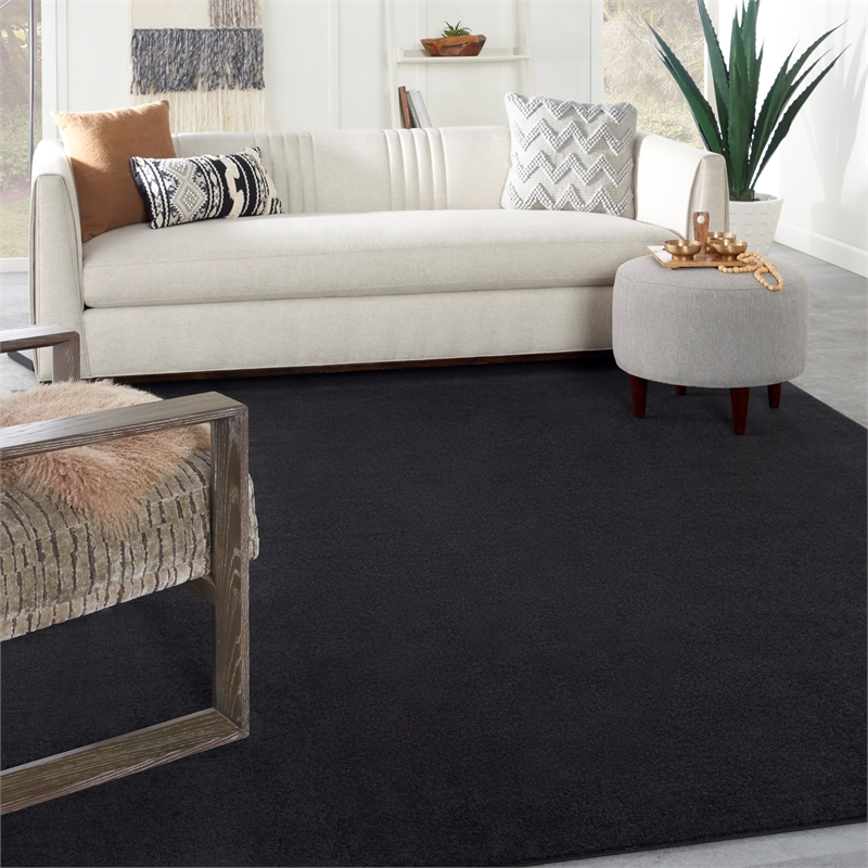 Pemberly Row 8' x 10' Black Fabric Outdoor Area Rug (8' x 10')