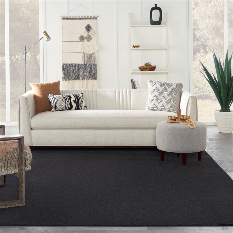 Pemberly Row 8' x 10' Black Fabric Outdoor Area Rug (8' x 10')